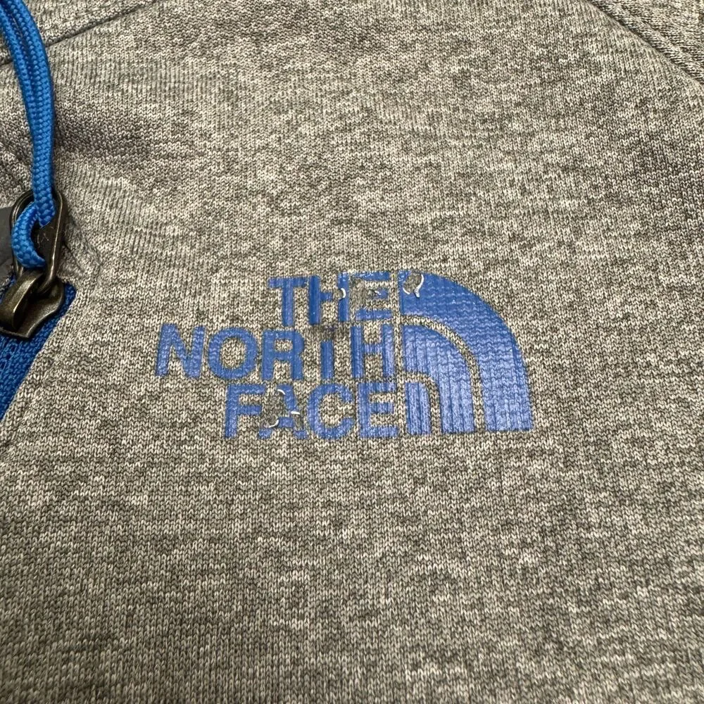 The North Face Quarter Zip Fleece Pullover Jacket Mens Medium Gray Blue Outdoor